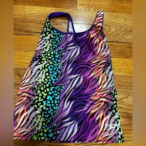 Speedo Size 10 Girls Youth Tankini Tank Swim Top Racer Back Animal Print A18